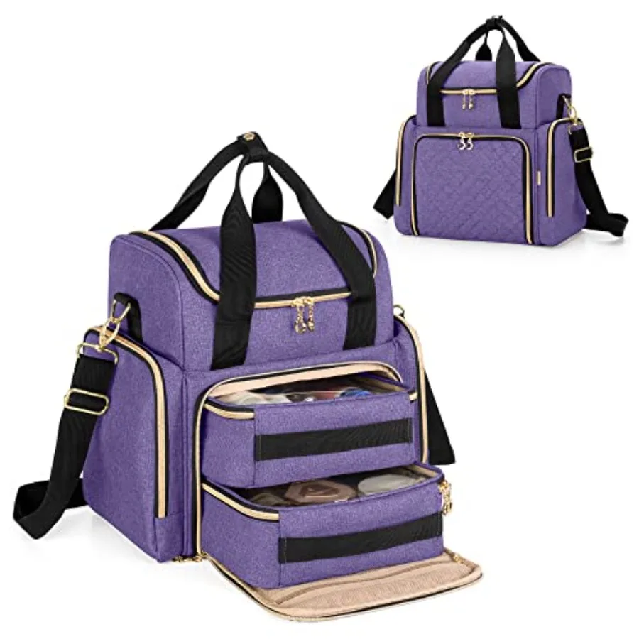 

Travel Makeup Bag with 2 Removable Cases, Cosmetic Bag with Multiple Storage Sections Patent Pending