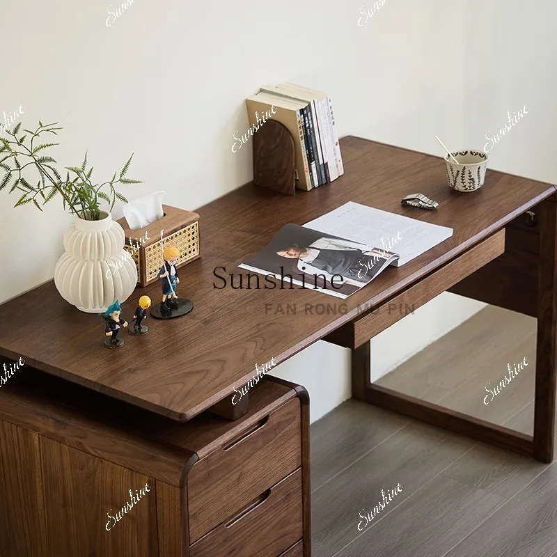 

North American black walnut tenon and mortise drawer desk new office reception tableYY