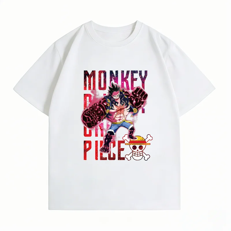 Camiseta Bandai One Piece Luffy Gear 4 Bounce Man, Camiseta Informal de Manga Corta de Algodón con Estampado de Anime, Ropa Urbana para Hombre