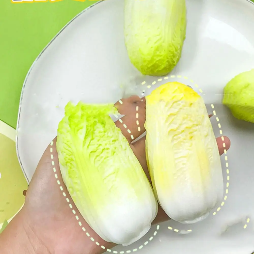 Cute Slow Rebound Cabbage Squeeze Cartoon Soft Vegetable Fidget Green Mini Simulation Squishy Mini Ornaments