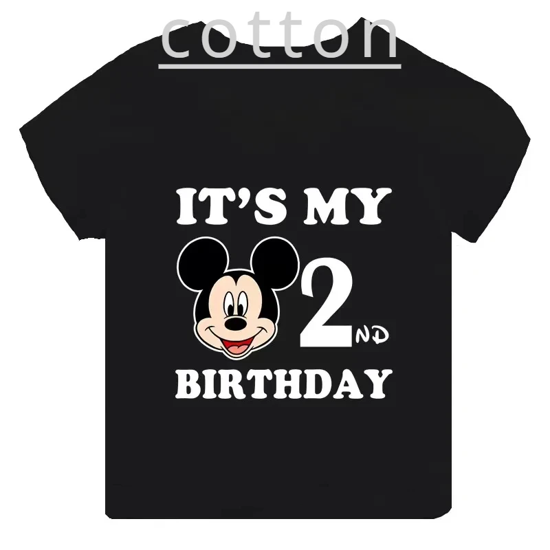 Children Clothes Tops Mickey Mouse Birthday Number Cotton T-shirt Kawaii Clothes for Girls Kid T Shirt Anime Cartoons Baby Tees