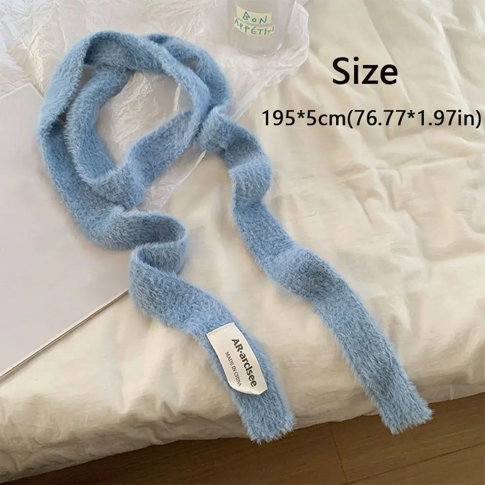 Korean Style Thin Scarf Fashionable Plush Long Strip Scarf Women\'s Imitation Mink Fur Y2K Girl Scarf for Warm