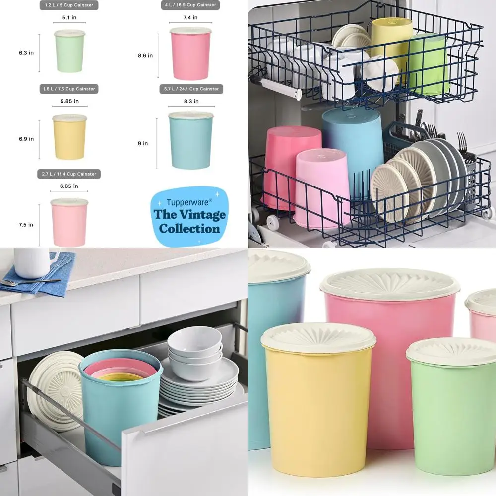 

10-Piece Vintage-Style Nested Canister Set, Dishwasher Safe, BPA-Free (5 Containers, 5 Lids)