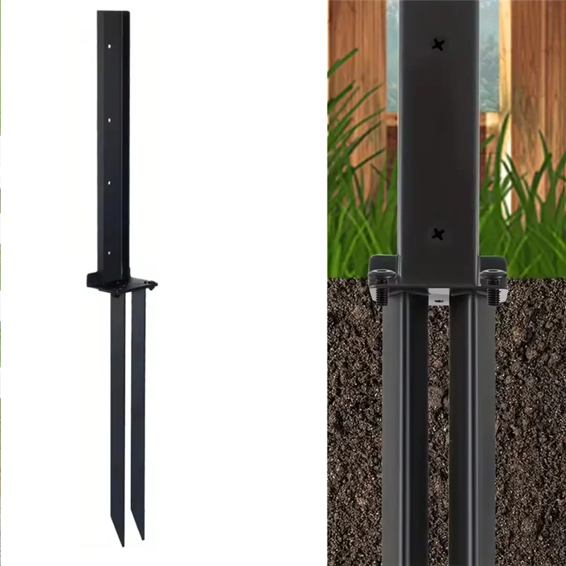 ABKO-Kit de reparación de postes de valla de acero resistente, soportes de anclaje y picos de tierra para fijar vallas de madera inclinadas/rotas