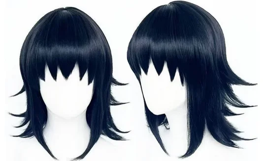 Anime Cosplay Wigs Makomo Role Playing Wigs Halloween Cosplay Tanjirou Zenitsu Black Wig