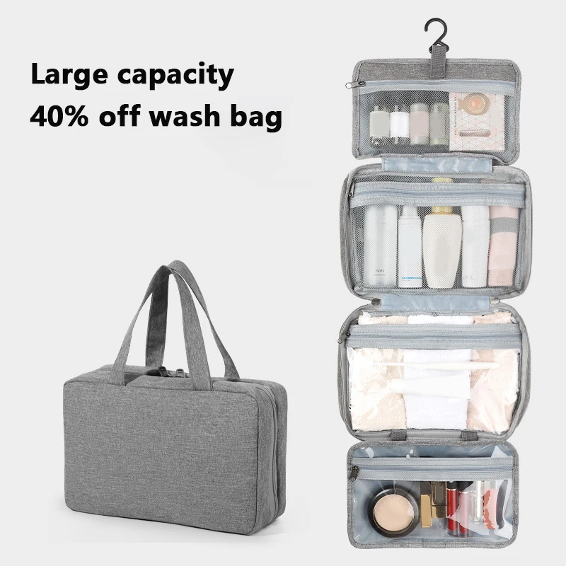 Travel Hanging Toiletry Bag Water-proof Cosmetic Storage Bag Bathroom Beauty Wash Bag Accessory Towel Bag Wet Dry Separated Bag