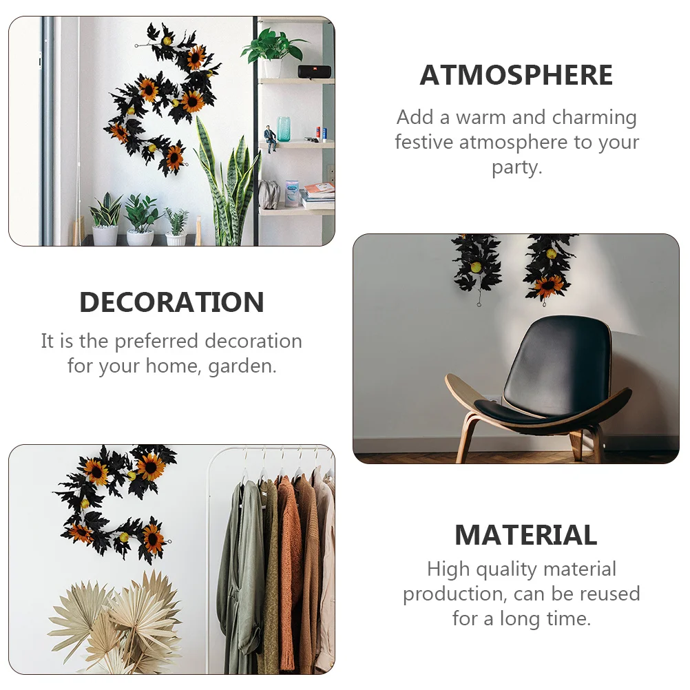 

Artificial Maple Leaf Rattan Hanging Sunflower Decor for Halloween Thanksgiving Party Home Wall Hanging Decoration