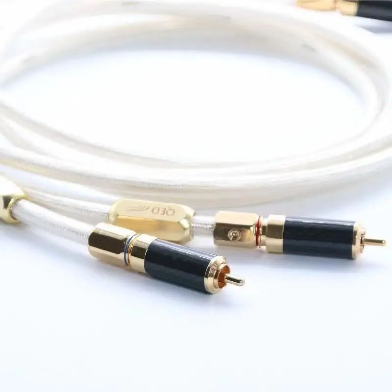 British QED Four Core Silver Plated Fever Grade RCA Audio Signal Cable CD Amplifier Subwoofer Connection Cable Carbon Fiber Plug