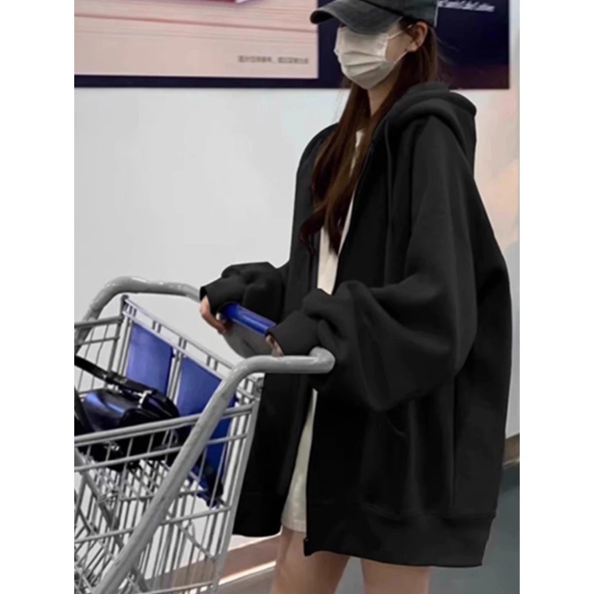 

Свободный мужской кардиган на молнии, толстовка с капюшоном, осень-зима, большие размеры 300, повседневные топы для пар, модный джинсовый тюнер из полиэстера