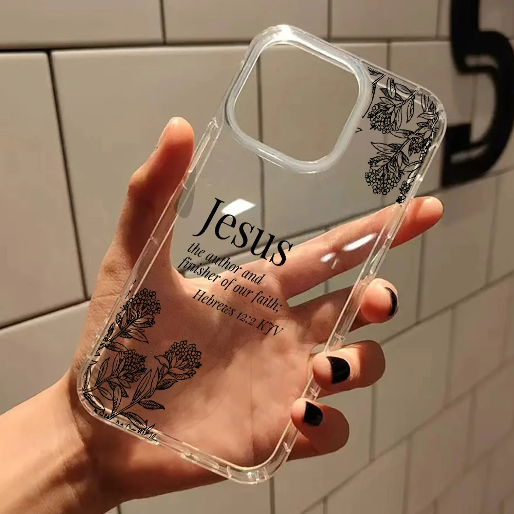 Jesus Bible Verse Floral Pattern Clear Phone Case for IPhone 17 16 15 14 13 12 11 Pro Max 17 Air 14 Plus XS X XR Silicone Cover view 3