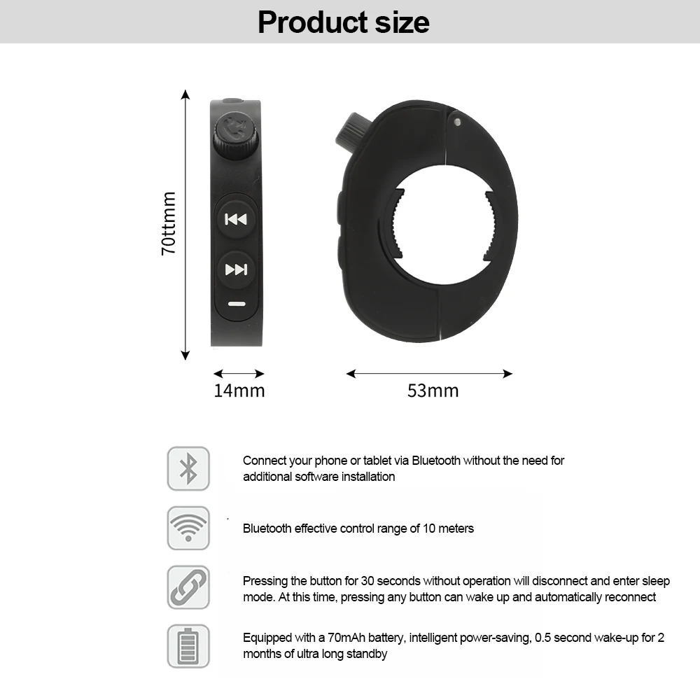 Wireless Bluetooth Remote Controller Motorcycle Handlebar Remote Button Waterproof Universal for Motorcycle Bike Helmet Headset image 5