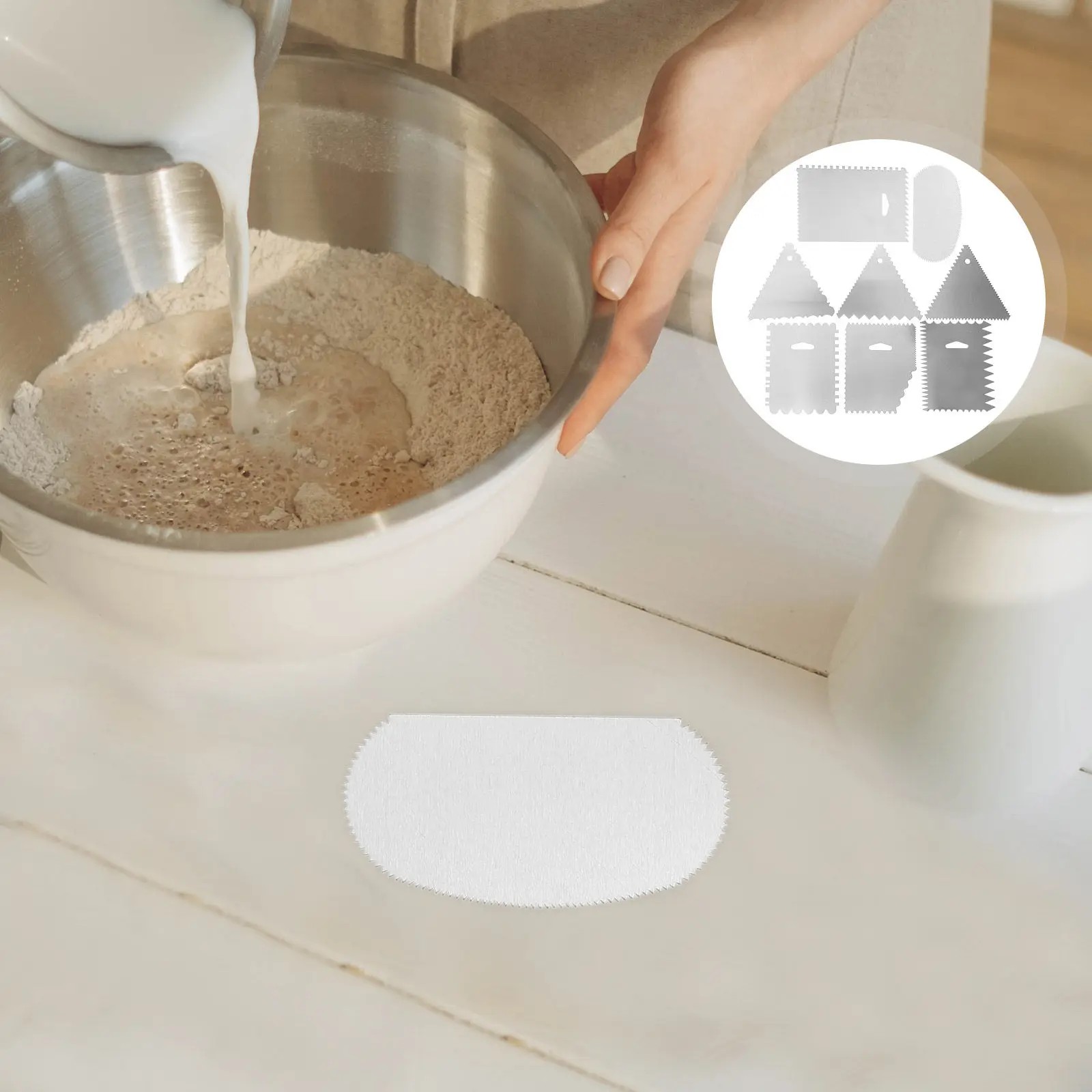 8Pcs Baking Scrapers Cake Scraper Kit Multifunctional Odontoid Tool for Smoothing Cream Decorating Professional Cake Baking