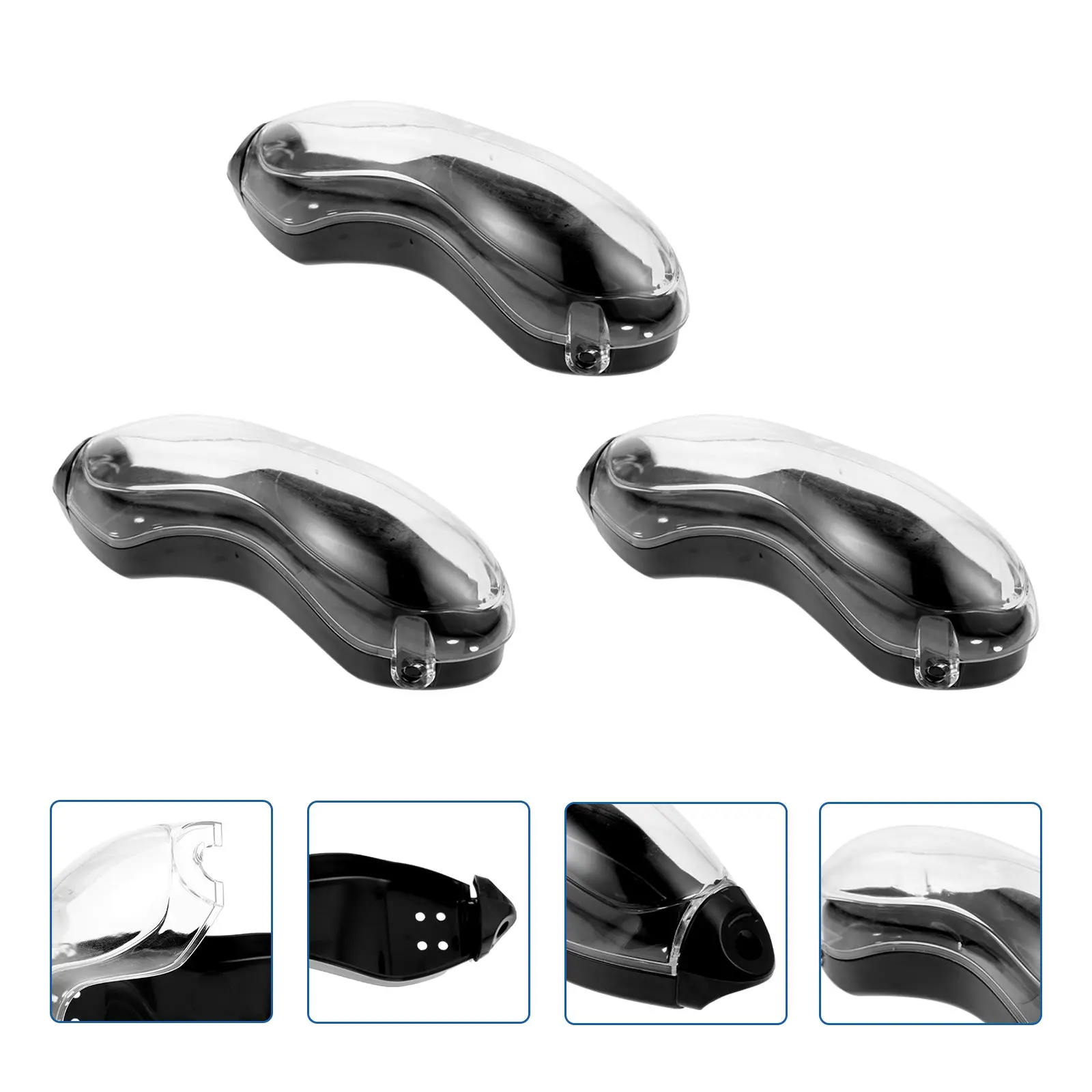 3pcs Glasses Case for Swim Goggles – Waterproof Travel Storage Container, Black