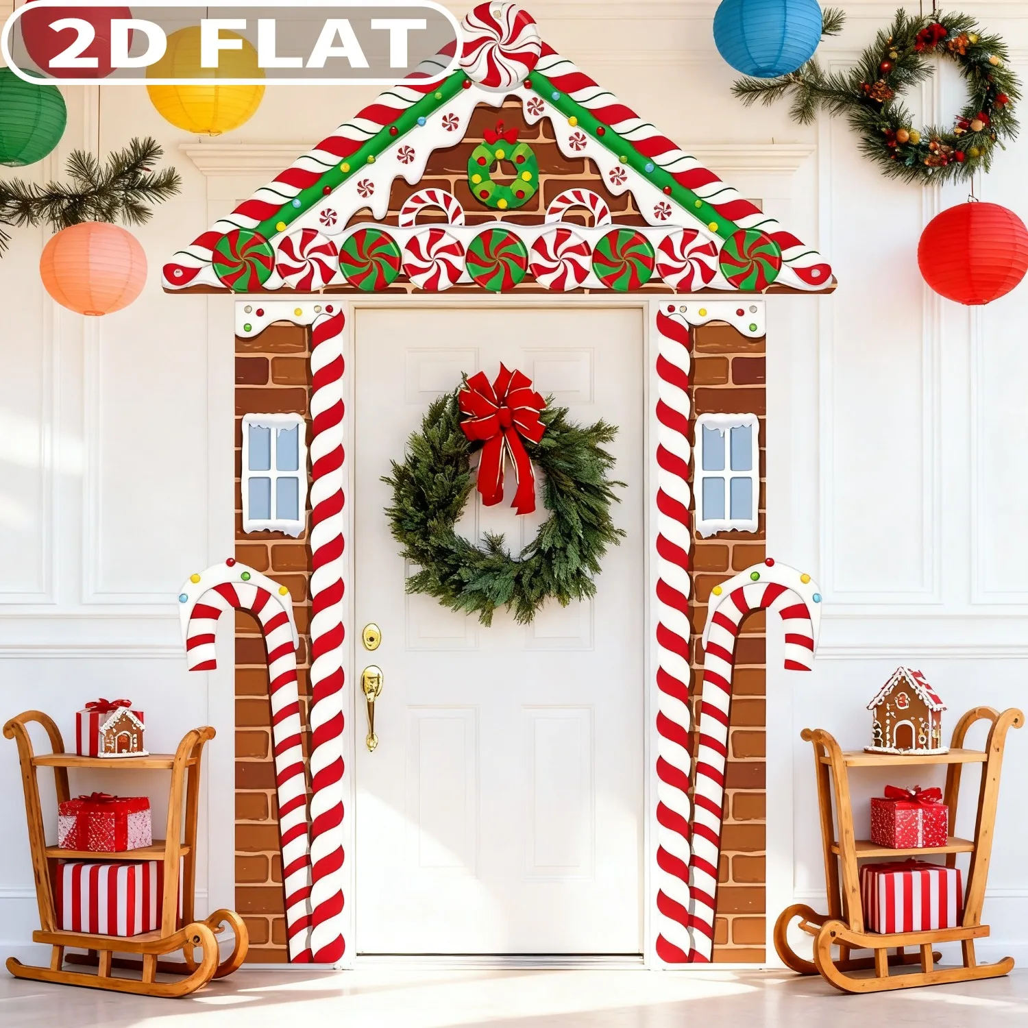 

1 set Christmas Banner Party Supplies, Door Decorations For Classroom Gingerbread Party Porch Banner, Polyester Xmas Banners