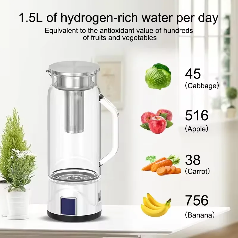 Factory Price High Hydrogen Water Pitcher Kettle Electric Hydrogen-rich Jug Water Ionizer for Home With Display Screen
