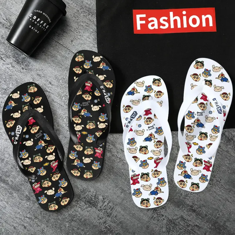 Anime New Crayon Shin Chan 여름 플립 플롭 귀여운 만화 홈 미끄럼 방지 슬리퍼 패션 커플 샌들 생일 선물