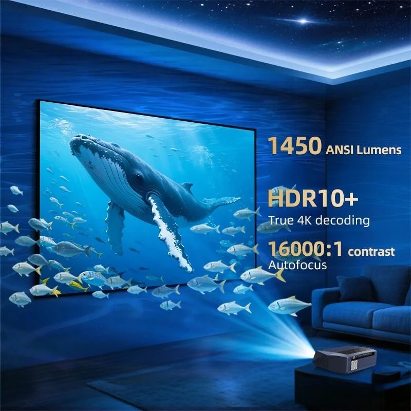

Pro Projector Full HD Home Theater Cinema 14300 Lumens LED Beamer 1080p Autofocus Pro Android 4K Projectors