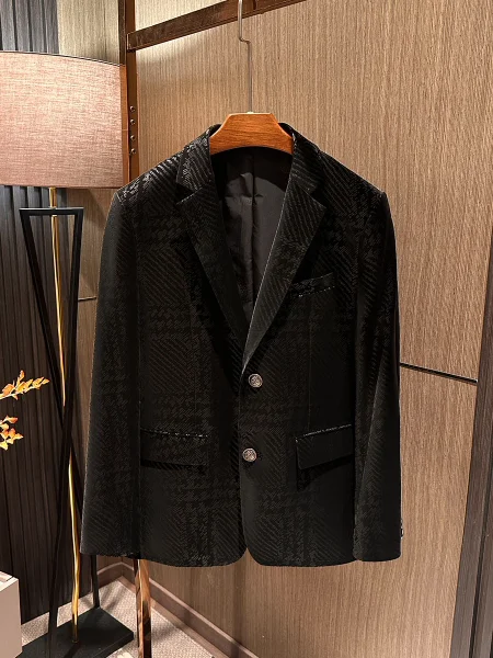 

Italian Aesthetic 3D Tailoring Men's High Glossed Lamb Leather Suit Spring 2026 Business Style Breathable Anti-Wrinkle