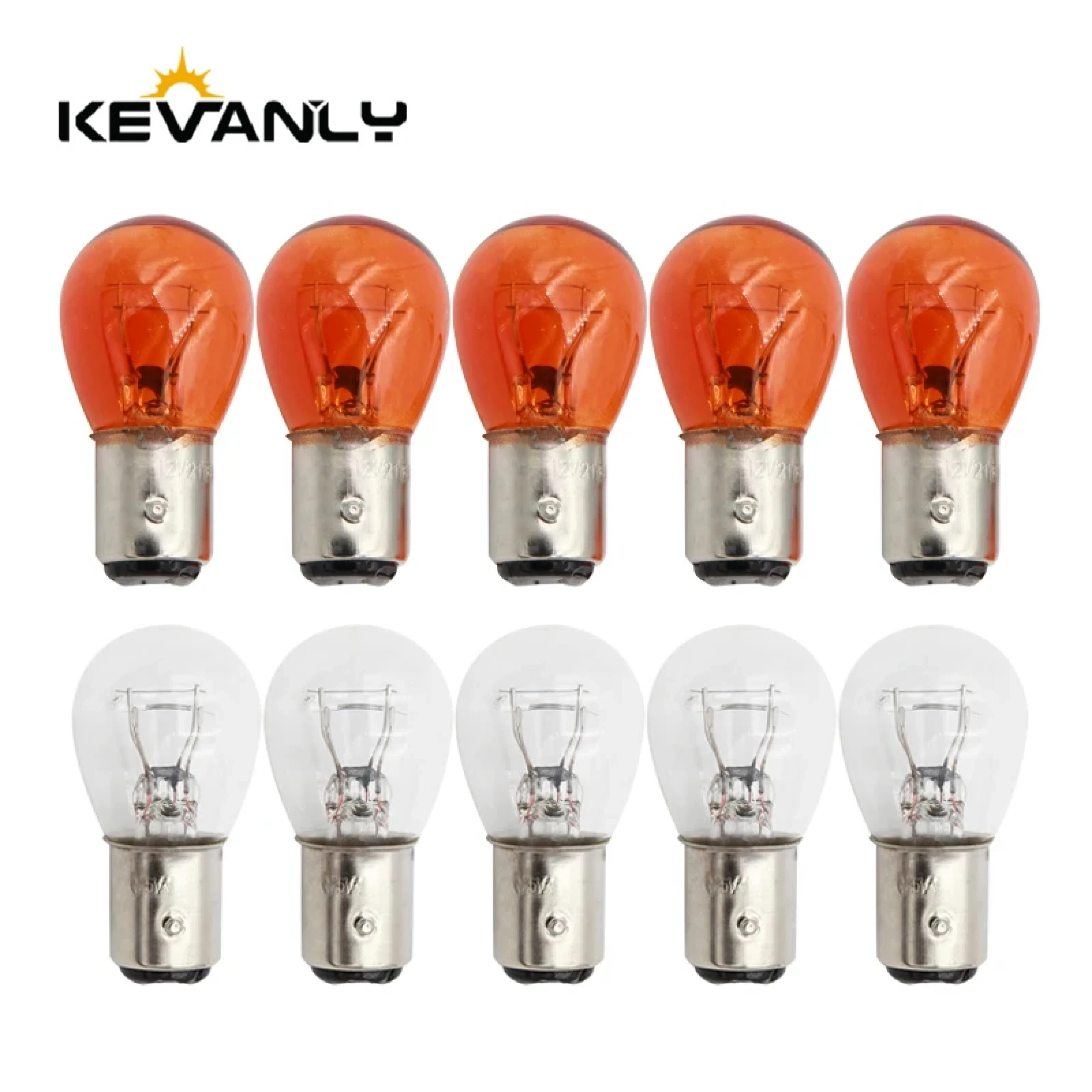 KEVANLY 100pcs car halogen lamp 1157 P21/5W BAY15D DC12v 21W 4300k amber reversing light brake Stop Light Rear Turn Signal DRL