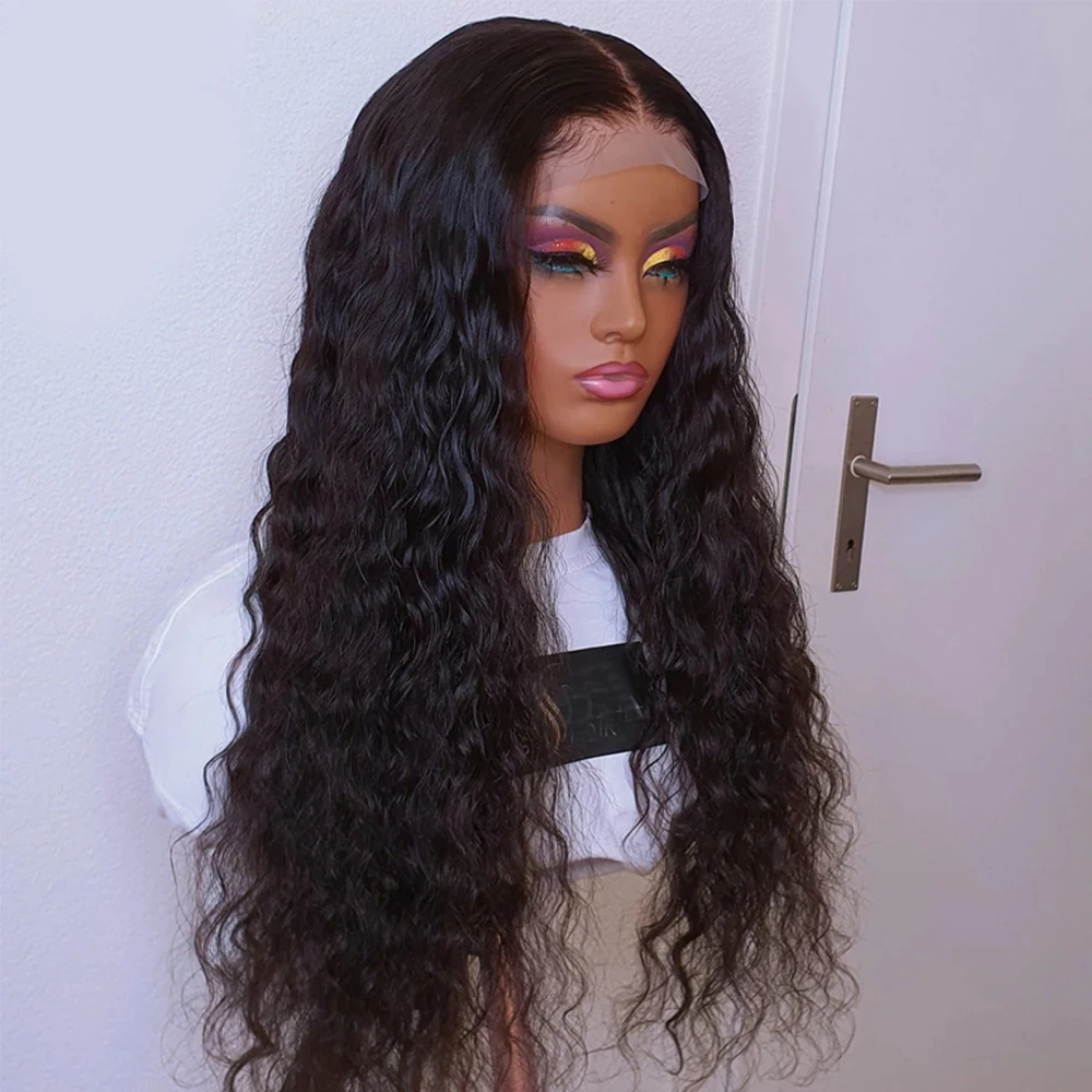 

Glueless 180Density 26inch Natural Black Long Kinky Curly Deep Lace Front Wig For Women With Baby Hair Preplucked Daily