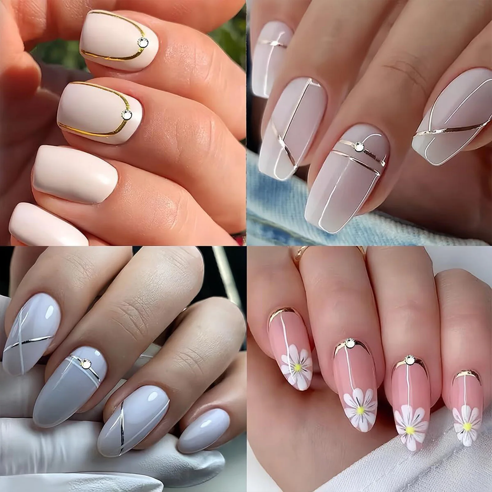 French Tip Nail Art Sticker Crystal Nail Design Lines decalcomanie adesivi per feste matrimonio incontri vita quotidiana