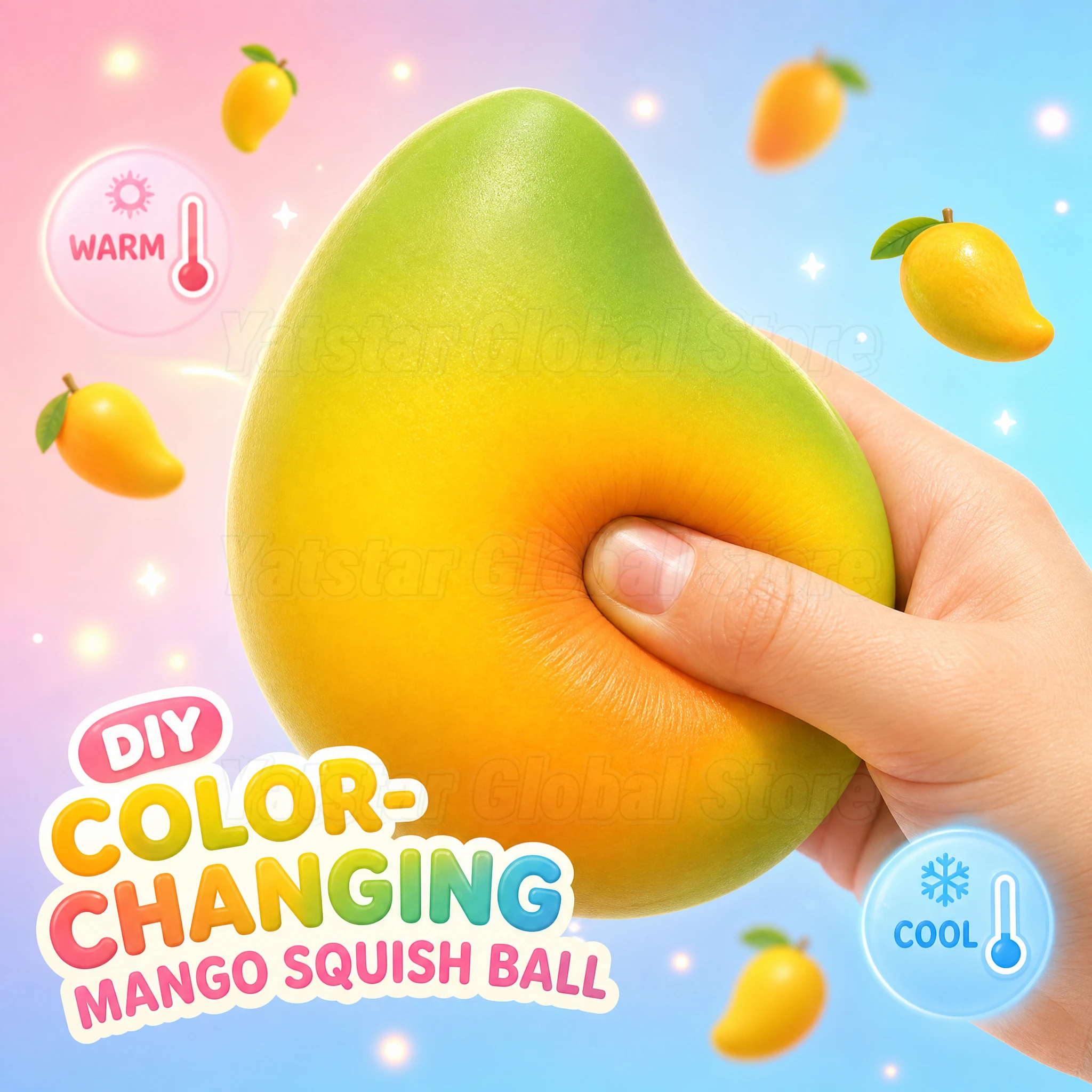 

2026 New Handmade Crispy Mango Squishy Stress Ball Squeeze Toy Color Changing Fidget ASMR Sensory Relief Mystery Blind Box Gifts
