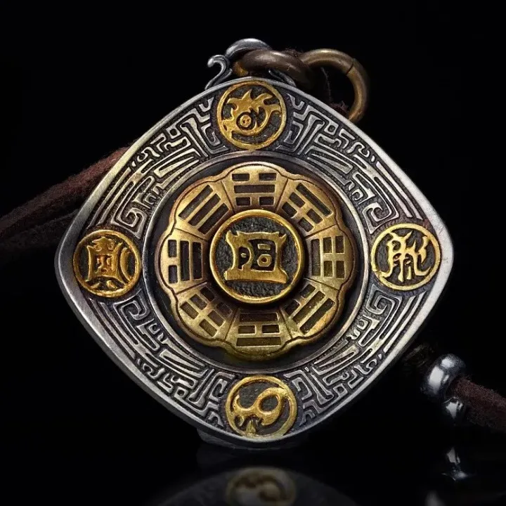 

Lingwei Wuyue True Tai Chi Eight Diagrams Classic Body Card Pendant Chinese Keychain National Tide Retro Old Pendant
