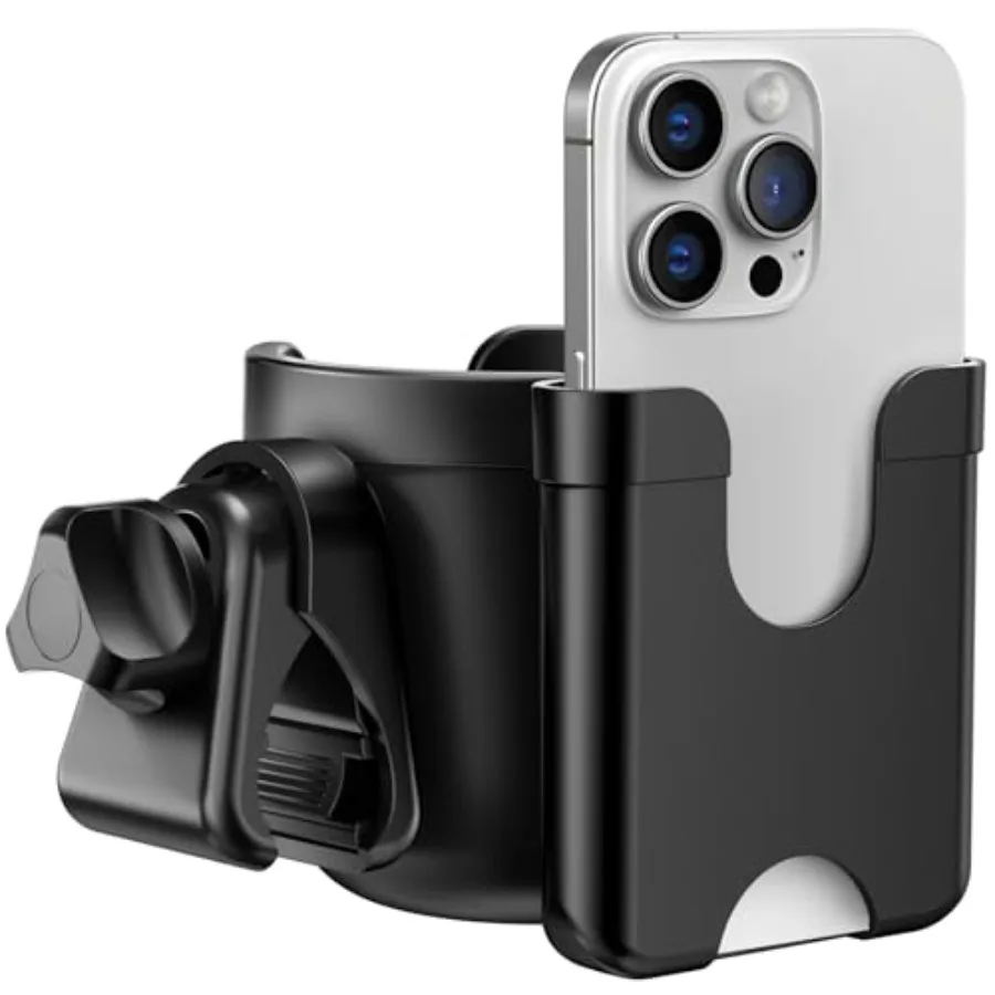 Cup Holder for Walker: Stroller Cup Holder Attachment with Phone Holder, Wheelchair/Stroller Accessories for Rollator, Bike, Sc
