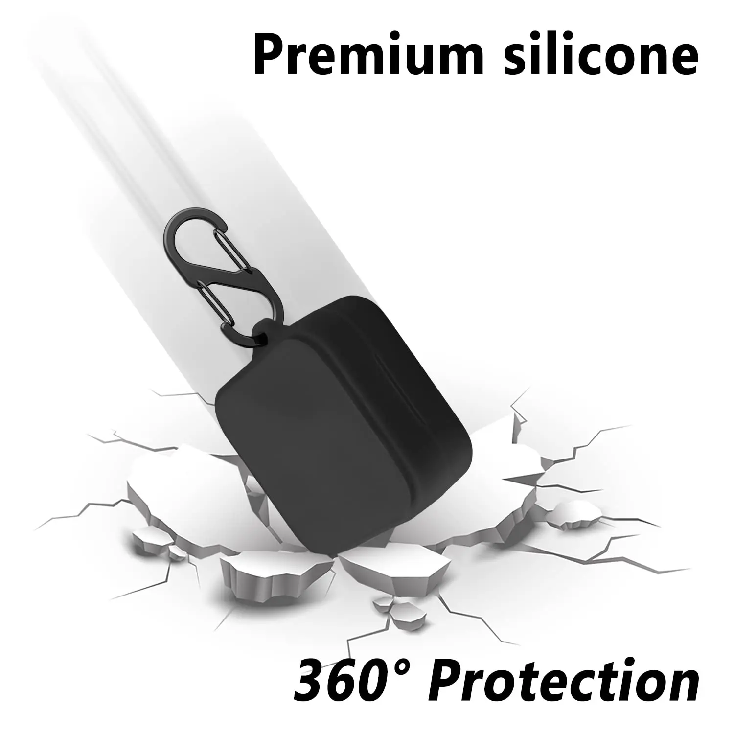 ワイヤレスヘッドセット用の透明ケース,シリコン保護カバー,カラビナ付き,新しいイヤホン,3インチ,2024