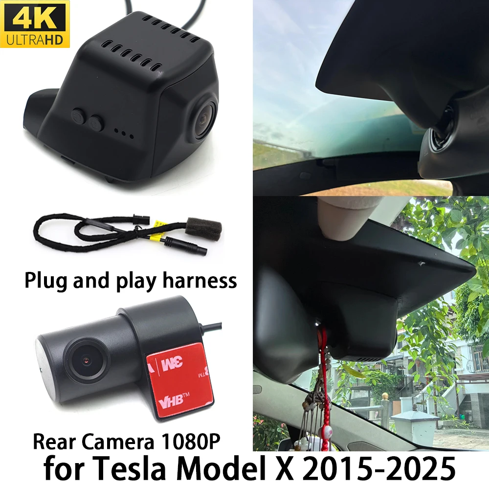 for Tesla Model X 2015-2025 4K DVR Dash Cam OEM Front Rear Camera Video Recorder Wifi 2160P Loop Recording Night Vision 4K 256GB