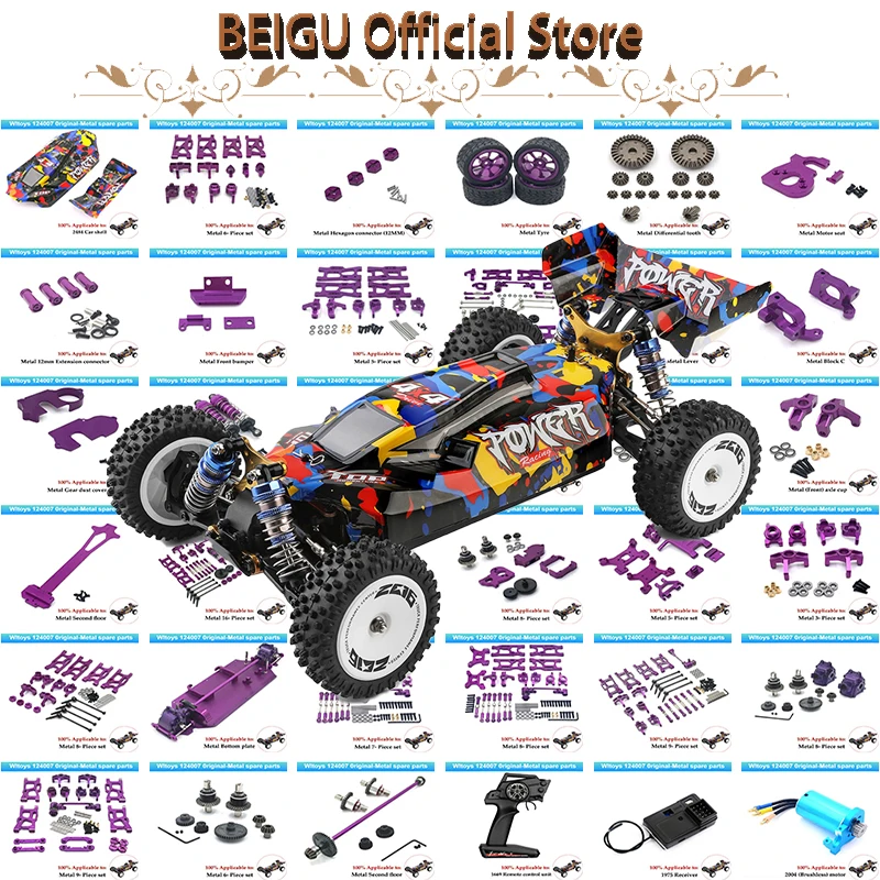 WLtoys 124007 1/12 RC Car Original Spare Parts Complete Set Car Shell Shock Absorber Tyre Dog Bone Motor Differential Receiver