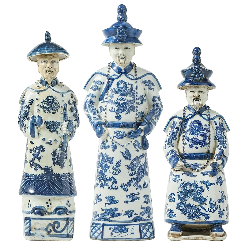 

Сине-белая скульптура для гостиной китайские ретро украшения поделки фарфоровое настольное украшение