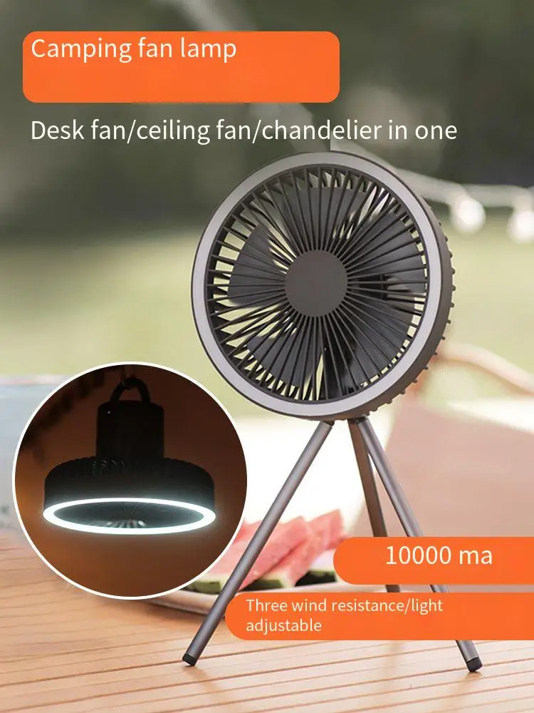 

Portable Camping Fan Rechargeable Multifunctional Mini Fan USB Outdoor Camping Ceiling Fan Led Light Tripod Stand Desktop Fan