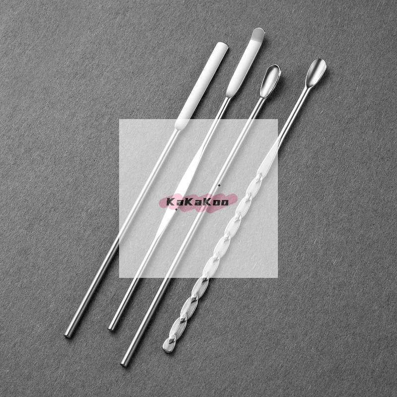 4 قطعة مسمار الفن اثارة قضيب أداة الفولاذ المقاوم للصدأ مسحوق السائل هلام البولندية ملعقة ملعقة الأساس خلط أداة