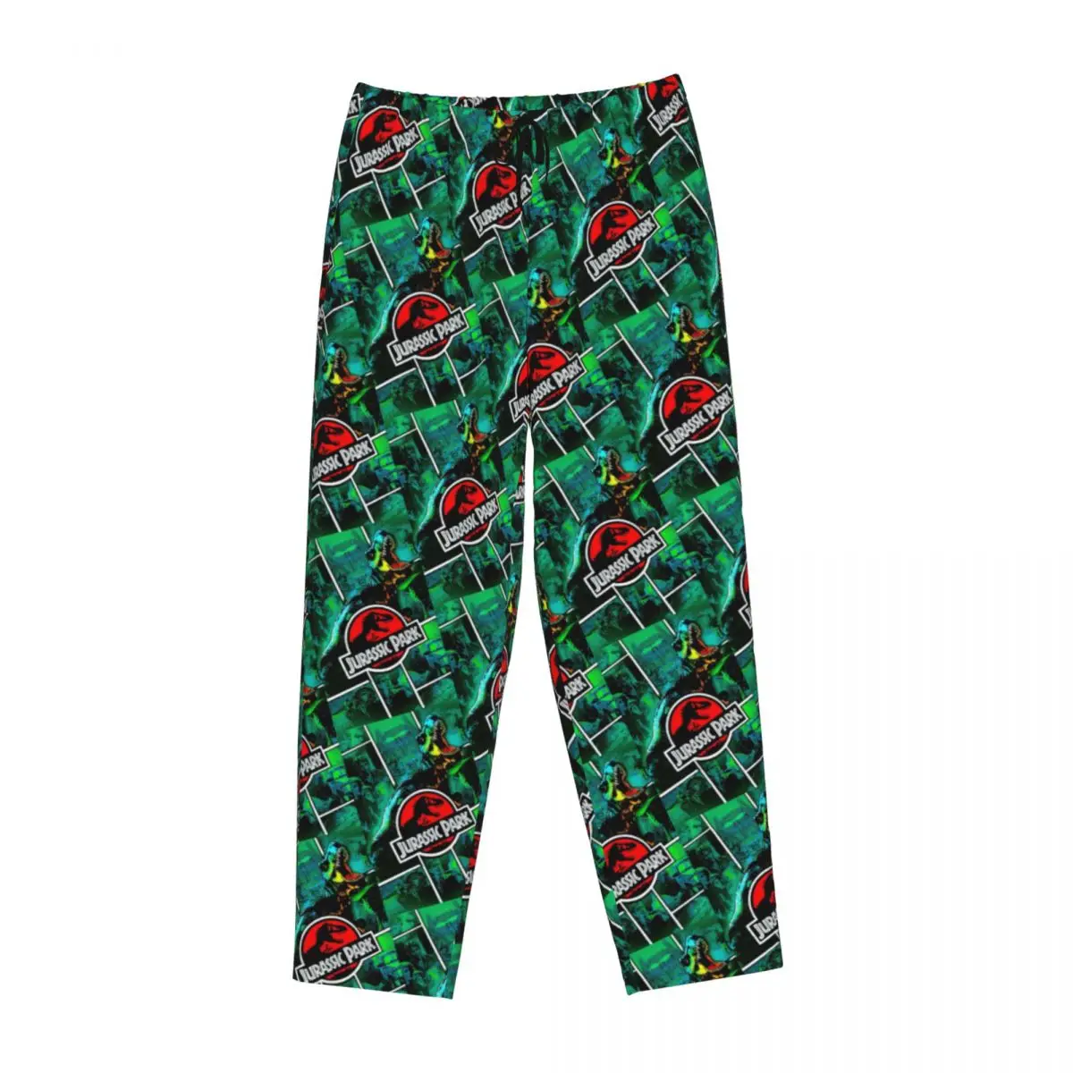 Custom Jurassic World Park Pajama Pants Sleepwear for Women Elastic Waistband Dinosaur Film Sleep Lounge Bottoms with Pockets view 2