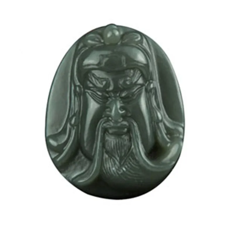 Hetian Gray Jade Fine Material God of War and Wealth Guan Gong Avatar Men's Pendant Free Shipping