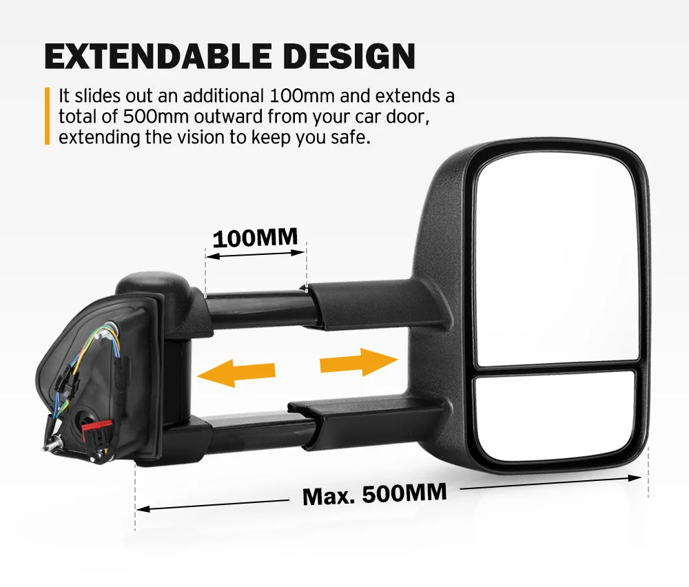 TLF  Black Car Foldable Extendable Towing Mirrors for   2004-2009