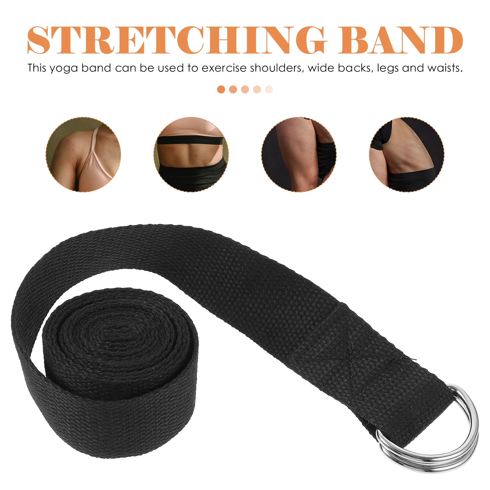 2-teiliges Stretchband, Workout-Zubehör, Riemen, Mehrzweck-Fitness, professionelles Yoga, schwarz, unelastische Stretching-Übung