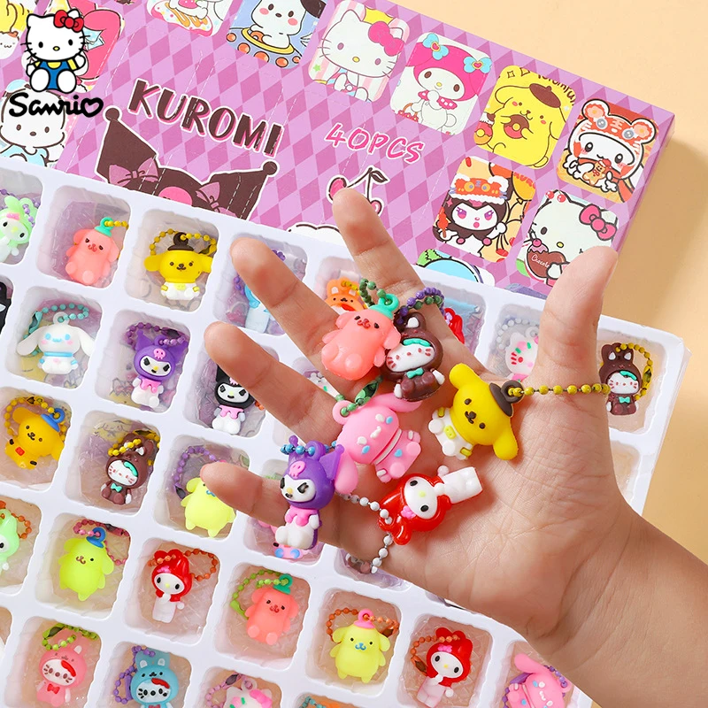 40pcs Sanrio Blind Box Figures Keychain Christmas Blind Box Kuromi Melody Hello Kitty Anime Figural Model Doll Accessories Gifts