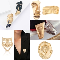 Alloy Artistic Face Mask Brooches Set Unique Avant - Garde Style Pins for Clothing Decoration