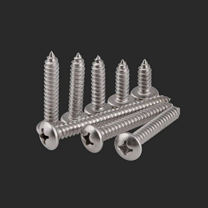 10/100 pcs High Quality 201 Stainless Steel Round Head Tapping Screws Cross Pan Head Screws Accessories M3 M4 M5 Length 6mm-60mm