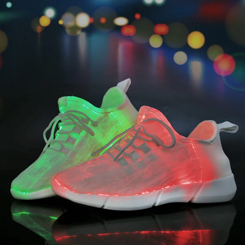 Kids Adults Luminous Glowing Sneakers Led Fiber Optic Shoes for Girls Boys Men Women Party Nightclub USB Recharge Glowing Shoes