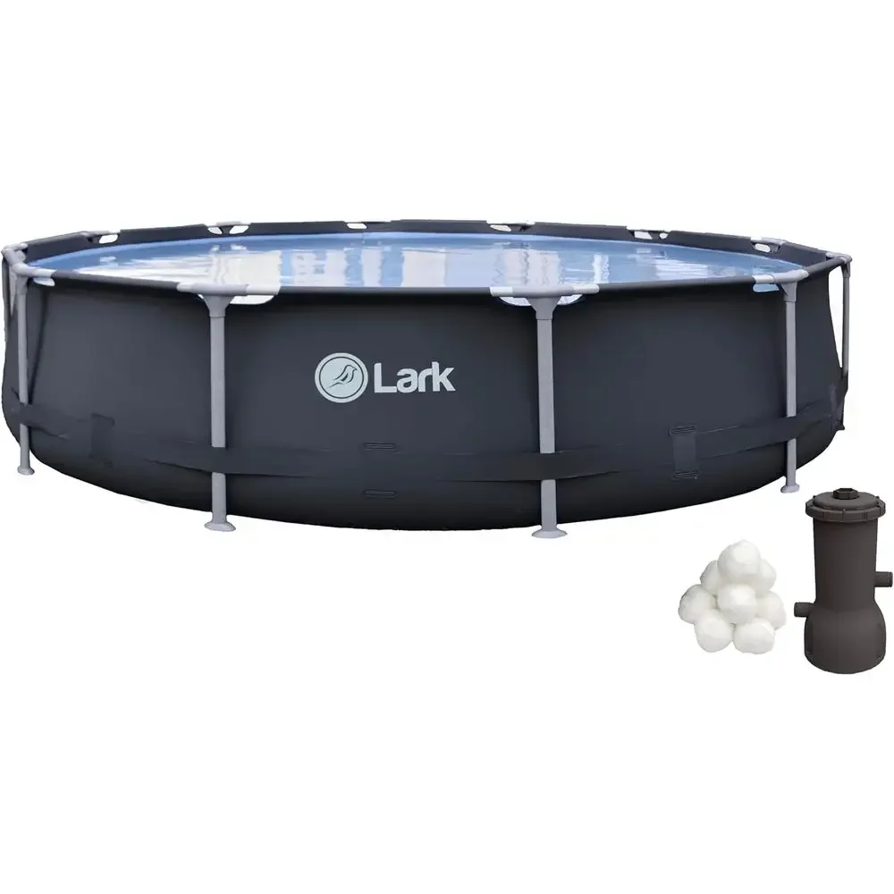 

12' x 30 Above Ground Swimming Pool in Graphite with 530 Gallon Filtration Pump and Filter Ball Tech