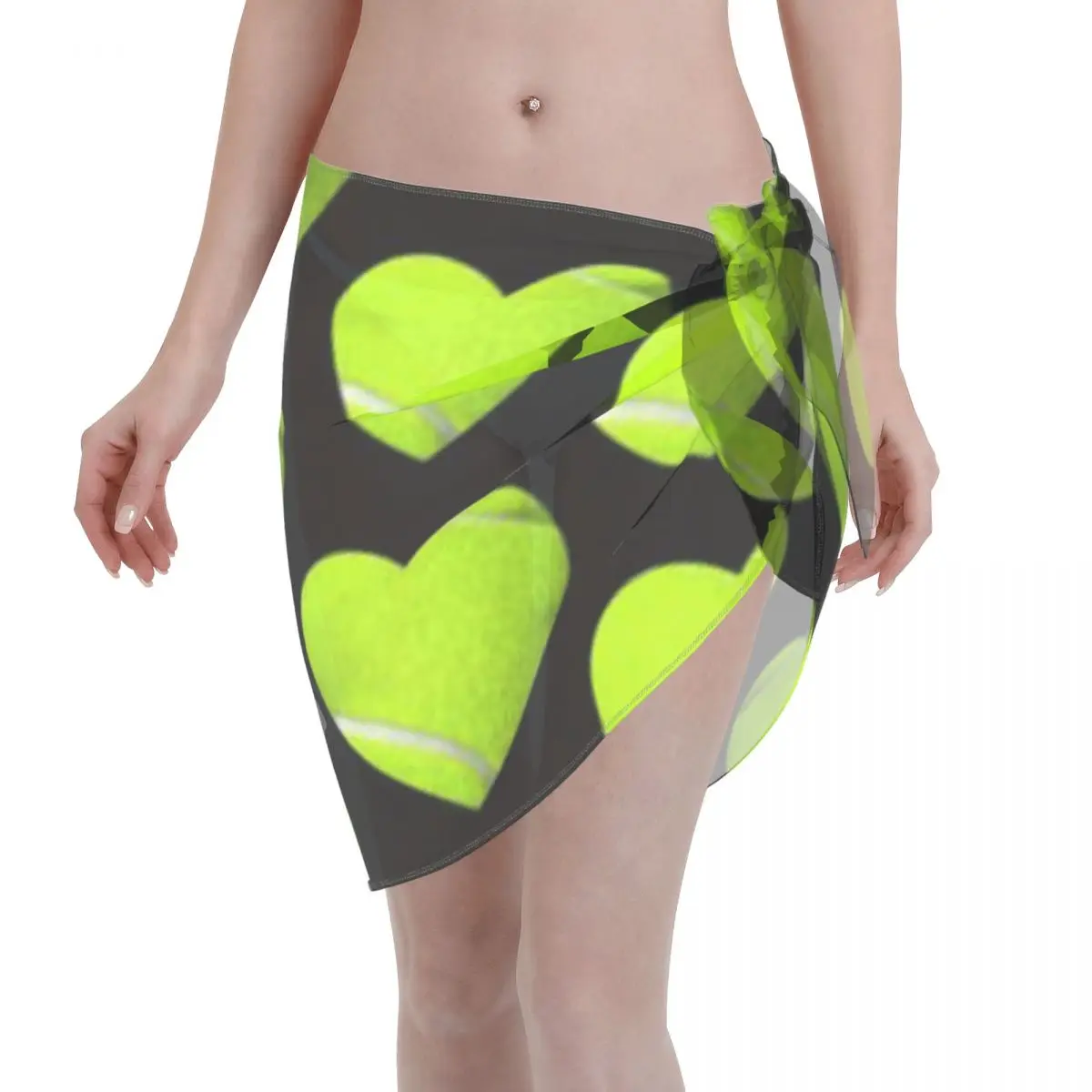 

Promotion Love Tennis Heart Sports Athletic Women's Beach Wrap SkirtDaily Beach Wear Travel Beach Wrap
