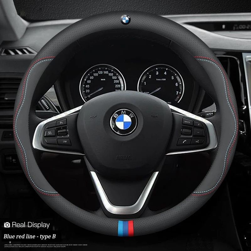 New Leather Car Steering Wheel Cover for BMW M E46 E90 E60 F30 E39 F10 F20 E87 E36 F20 F30 E92 1 2 3 5 6 7 Series X1 X3 X5 X7