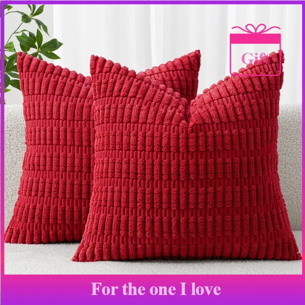 عبوة من أغطية وسائد مزخرفة لعيد الميلاد، مقاس 18 × 18 بوصة، أغطية وسائد مخططة بوهيمية ناعمة