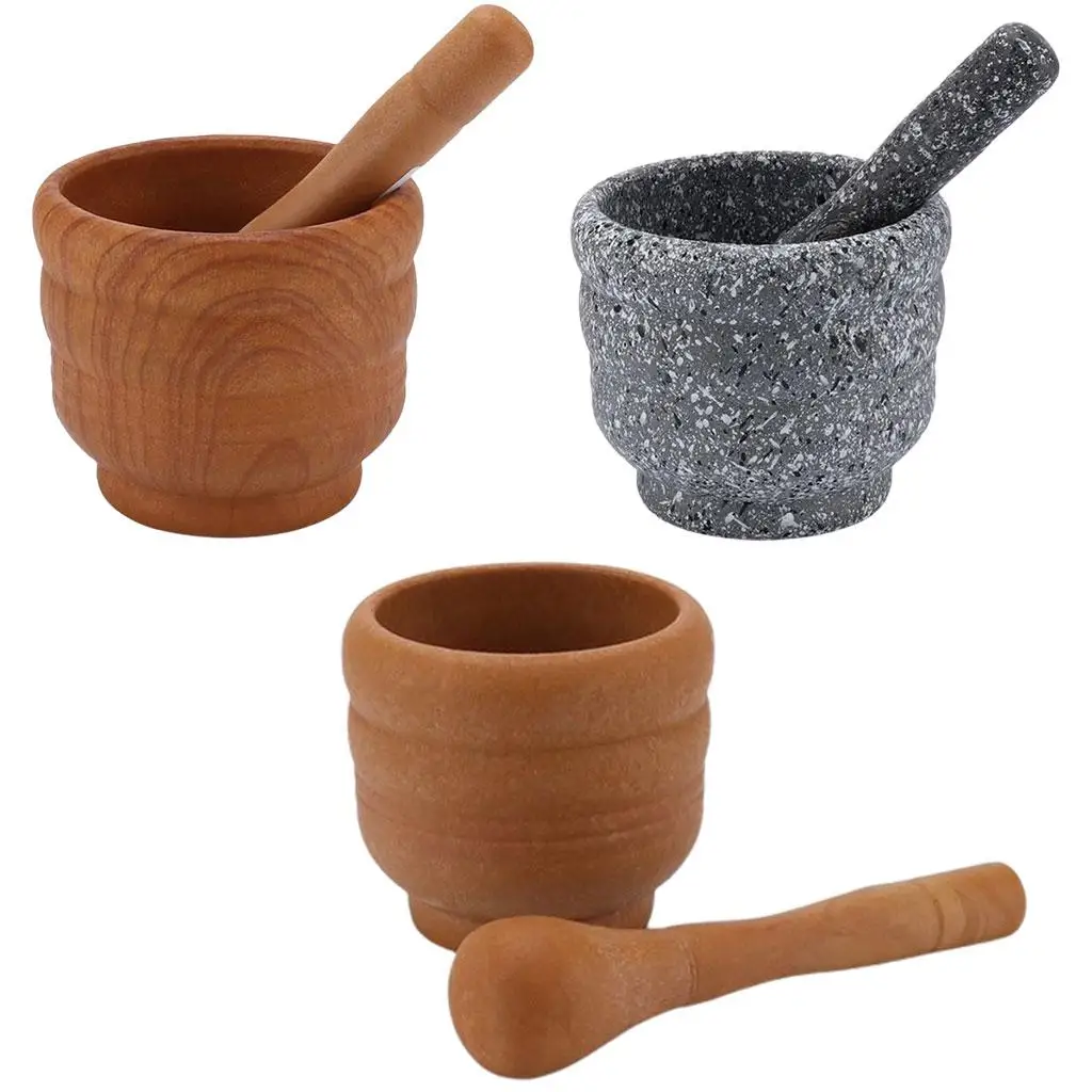 1pc Home Pestle Mortar Set for Herbs Grinder Guacamole Garlic Cooking Kitchen