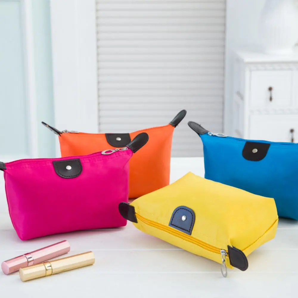 No-logo candy-colored dumpling-shaped cosmetic bag, dumpling bag, foldable waterproof cosmetic and toiletry bag