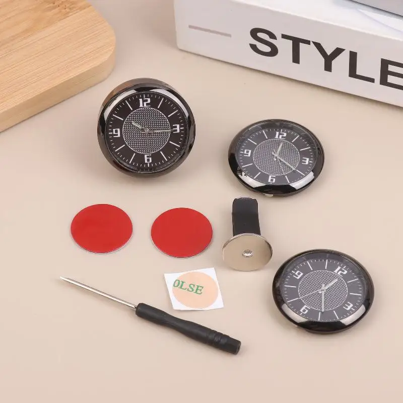 Car Clock Luminous Mini Automobiles: Internal Stick-On Digital Watch Mechanics Quartz Clocks Auto Ornament 40mm