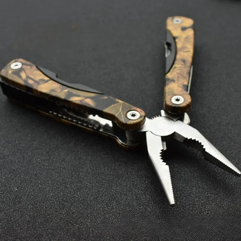 Multi-function Stainless Steel Multi Tool Pliers, Large Camo Heat Transfer Folding Utility Pliers Outdoor EDC Tool